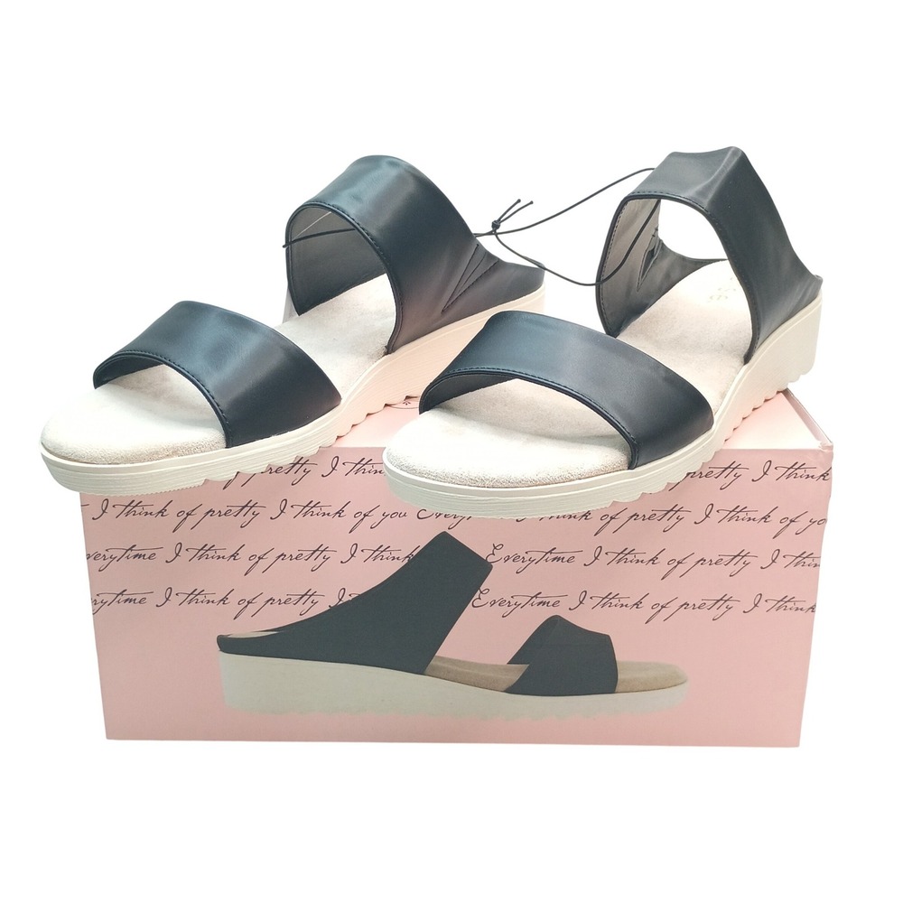 Kensie Endy Comfort Slide Women Size 10 Black Wedge Sandal KS261620